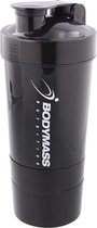Bodymass zwart shakebeker-Sportdrankfles - Bodymass - waterfles / watercan van tritan materiaal - 600 ml