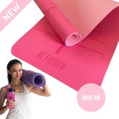 NL Future Yogamat - Yoga mat Roze - extra dik - 8mm dik - TPE Fitnessmat - Sportmat - Anti slip - 183 x 61 x 0,8 cm - Workout mat - Pilates