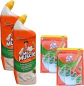 Mr Muscle toiletreiniger 2x750ml WC Gel + 2x Mr. Muscle toiletblokjes dennen