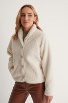 NA-KD Raglan Sleeve Teddy Dames Jas - Maat 40