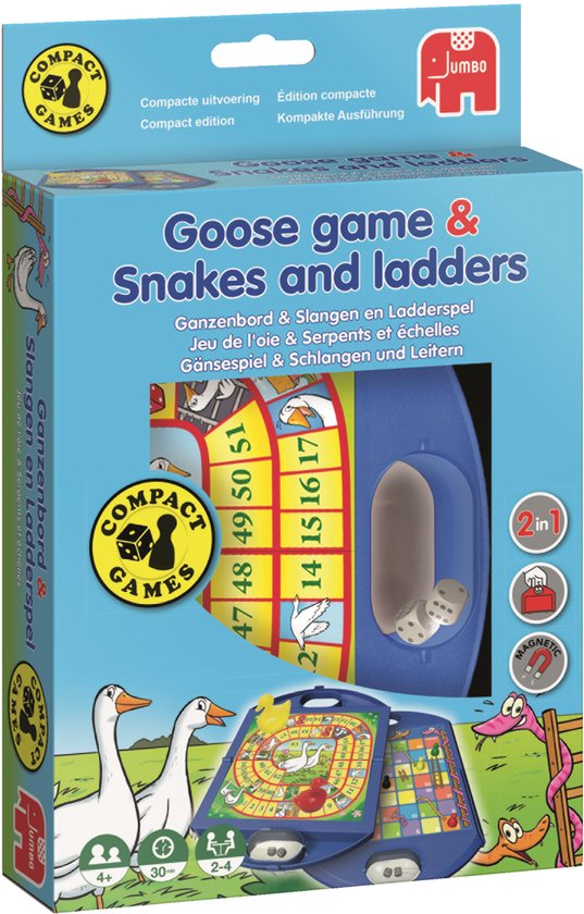 Jumbo - Ganzenbord & Slang en Ladderspel - Reiseditie - Ideaal reisspel vanaf 4 jaar
