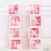 LaFiesta® Ballonnenbox Roze & Wit - 32 stuks - Babyshower Versiering Dozen - Gender Reveal - Feestversiering - Verjaardag Versiering - Geboorte Versiering