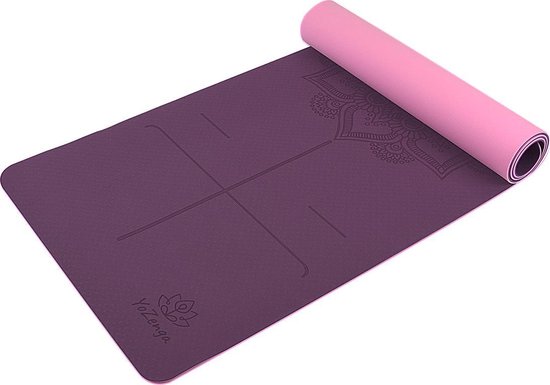 YoZenga Premium Mat Mandala Flower Purple/Pink - Yoga Mat - Extra Dikke Antislip TPE Sportmat - Duurzaam & Lichtgewicht - Inclusief Draagriem van YoZenga — afbeelding 4