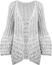 Handgebreid Vest Perla  Lichtgrijs - One Size