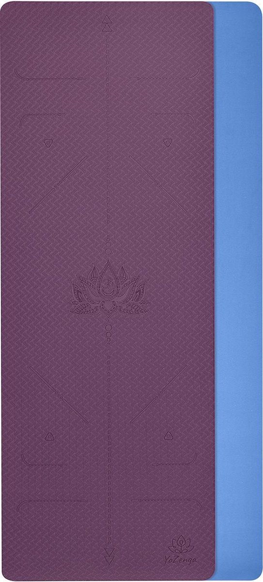 YoZenga Premium yoga mat - sportmat - Fitnessmat - extra breed - extra dik - TPE - Lotus Purple/blue - Inclusief Draagriem van YoZenga — afbeelding 2