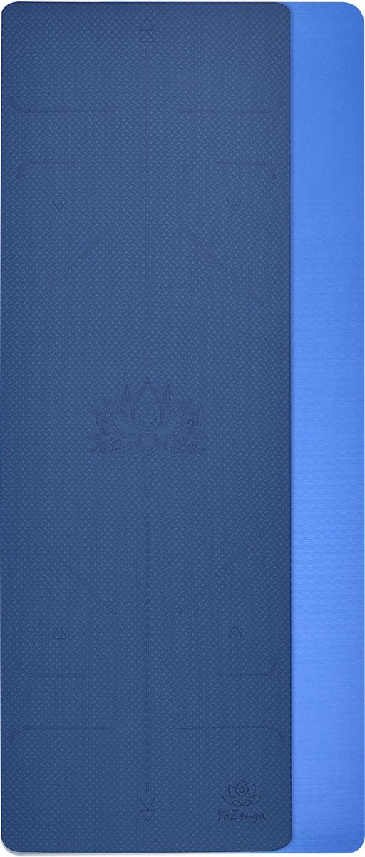 YoZenga Premium yoga mat - sportmat - fitnessmat - extra dik| TPE - Lotus Night blue/light blue - Inclusief Draagriem van YoZenga — afbeelding 2
