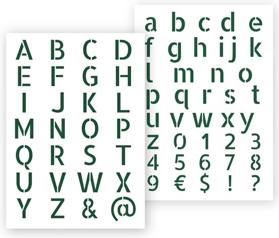 QBIX Letter Sjabloon - Compleet Alfabet Stencils en Sjablonen A4 - Modern – letter hoogte 3cm
