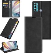 Voor Motorola Moto G60/G40 Fusion Retro-skin Business Magnetische Suction Leather Case met Houder & Kaartsleuven & Portemonnee (Zwart)