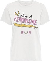 Only T-shirt Onllucy Life Reg S/s Rebel Top Box 15242252 Bright White/femi Dames Maat - S