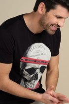 DEELUXE T-shirt met skull foto RUDY Black