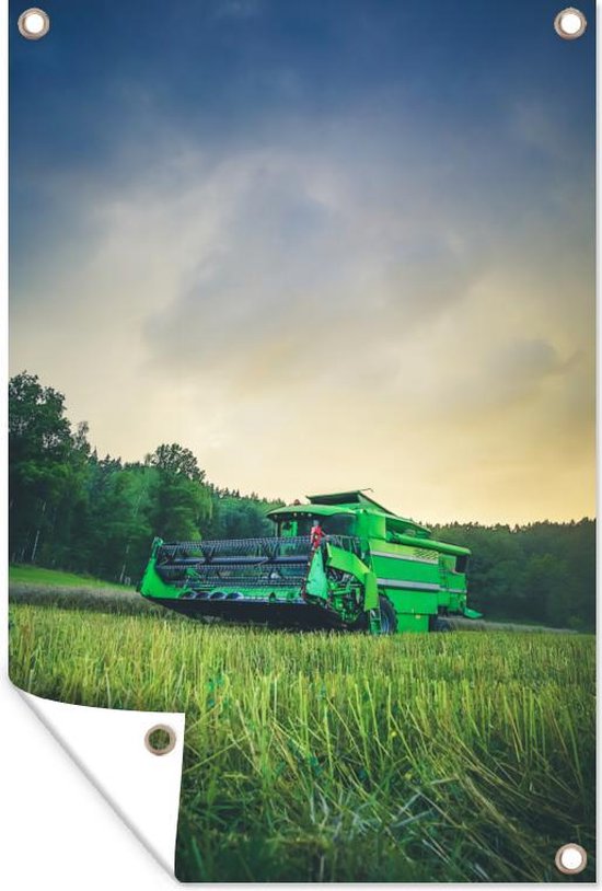 Tuindecoratie Tractor - Gras - Groen - 40x60 cm - Tuinposter - Tuindoek - Buitenposter