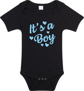Its a boy gender reveal cadeau tekst baby rompertje zwart jongens - Kraamcadeau - Babykleding 68 (4-6 maanden)