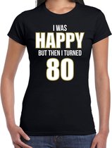 Verjaardag t-shirt 80 jaar - happy 80 - zwart - dames - tachtig jaar cadeau shirt 2XL