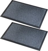 2x stuks deurmatten/schoonloopmatten Faro zwart grijs 60 x 80 cm - Schoonloopmatten - Inloopmat