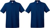 2-Pack maat XL donkerblauw/navy polo shirt premium van katoen voor heren - Katoen - 180 grams - Polo t-shirts - Polos
