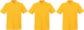 3-Pack maat S geel polo shirt premium van katoen voor heren - Polo t-shirts voor heren