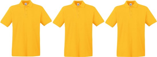 3-Pack maat S geel polo shirt premium van katoen voor heren - Polo t-shirts voor heren