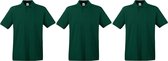 3-Pack maat M donkergroen polo shirt premium van katoen voor heren - Polo t-shirts voor heren