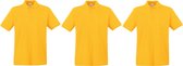 3-Pack maat 2XL geel polo shirt premium van katoen voor heren - Polo t-shirts voor heren