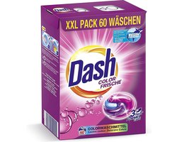 Dash® Color Fris 3 in 1 Caps XXL economy pak I 60 wasbeurten I Wasmiddelcapsules voor gekleurde was I 3 in 1 formule voor frisheid, zuiverheid en reinheid | 1.59 kg