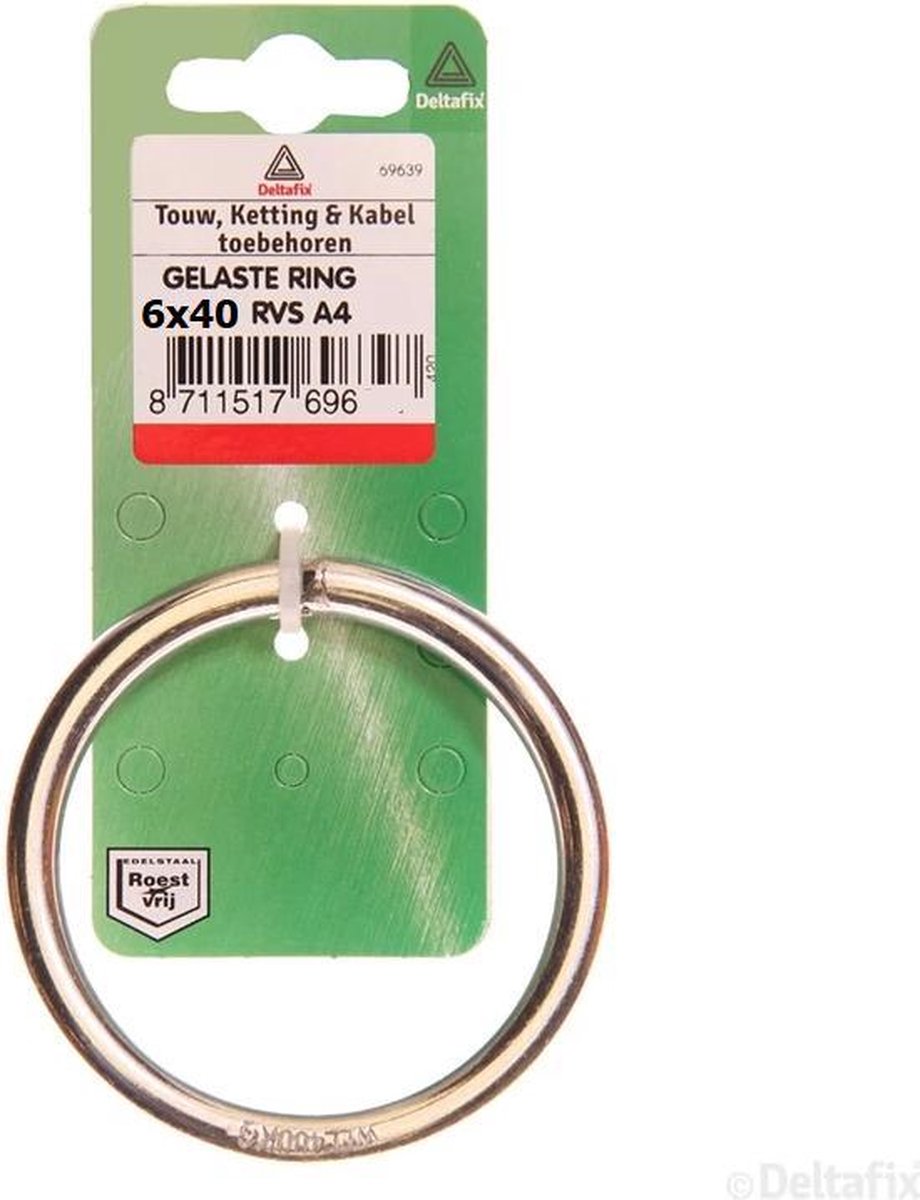 Deltafix gelaste ring r.v.s. a4 40 mm x 6 mm 1 st.
