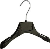 De Kledinghanger Gigant - 10 x Babyhanger kunststof zwart met schouderverbreding en rokinkepingen, 24 cm