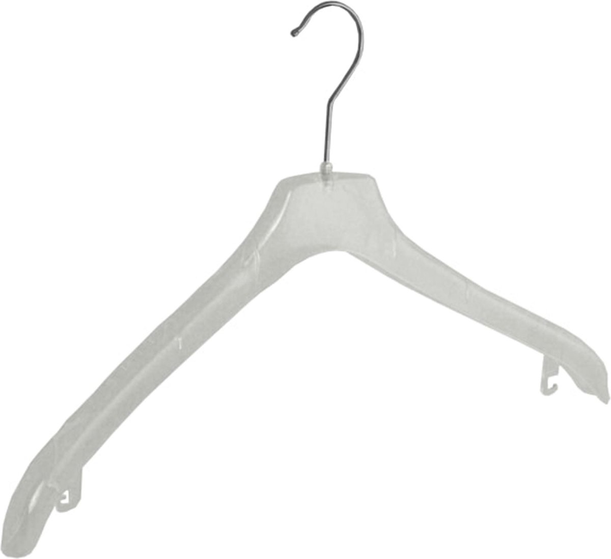 De Kledinghanger Gigant - Mantelhanger - Kostuumhanger - Jassenhanger - Volwassenen - F2/44 - 50 Stuks - Kunststof - Transparant - Schouderverbreding 2 cm - 44 cm - Kledinghanger - Kleerhanger (F2/44_02/50)