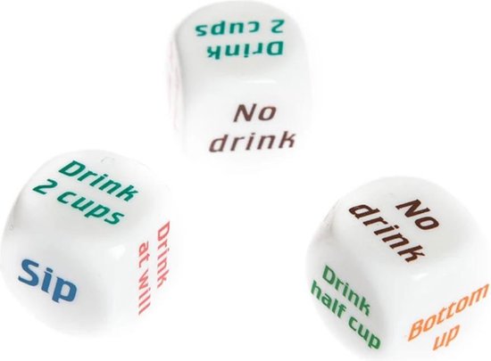 Dobbelstenen - Feestartikelen - Drinkspelletje - Party game - Drinking game - 3 stuks