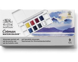 Winsor & Newton 0390672 Cotman Aquarel Set Skyscape Pocket – 8 halve Watercolour napjes met reispenseel