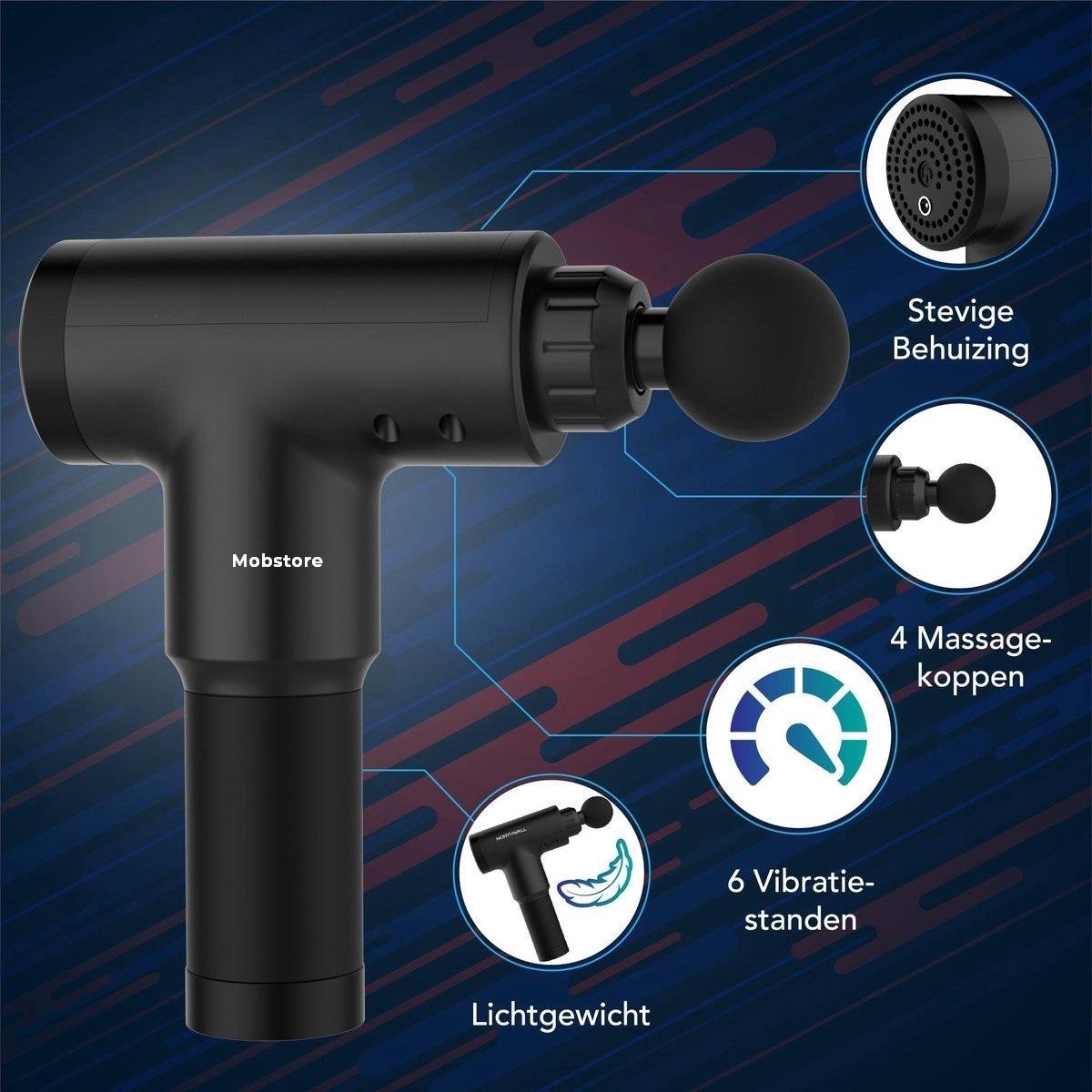 Mobstore LCD Electric Touch Massage Gun - 6 standen, 4 kopstukken thumbnail 2