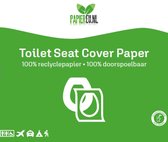 Verpakt per 100 stuks - Toilet Seat Cover papier - 100% recycled hygiënisch papier - 100% doorspoelbaar - WC-bril Bescherming - Geschikt voor op Vakantie of Reis - papiereu.nl - Made in Holland