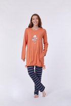 Woody pyjama meisjes - oranje - highlander koe - kip - 212-1-TUL-S/507 - maat 152