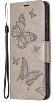 Bloemen Book Case - Samsung Galaxy A22 5G Hoesje - Grijs