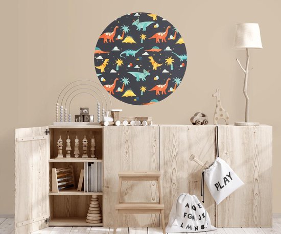 Papier peint cercle 80cm Bébé dinosaure