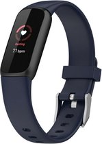 Siliconen Smartwatch bandje - Geschikt voor Fitbit Luxe siliconen bandje - donkerblauw - Strap-it Horlogeband / Polsband / Armband - Maat: Maat L