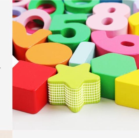 Thumbnail van een extra afbeelding van het spel 3-in-1 Houten Nummer Puzzel & Houten Getallen Puzzel & Rekenpuzzel - Rekenen & Kleuren & Vormen & Nummer & Vormenpuzzel - Tellen en stapelen - Wooden Blocks - Montessori Toys - Ik Leer Cijfers - Montessori speelgoed | Smartgames voor kinderen