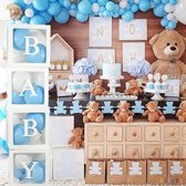 Babyshower Dozen - Blauw & Wit - 32 stuks - Babyshower Versiering - Gender Reveal Versiering - Geboorte Versiering - Verjaardag Versiering Jongen