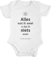 Baby rompertje met quote van filosoof Socrates | maat 80 | wit met zwarte opdruk