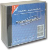 Mediapack CD dubbel box transparant - zwart 5 pak