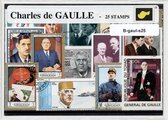 Charles De Gaulle – Luxe postzegel pakket (A6 formaat) - collectie van 25 verschillende postzegels van Charles De Gaulle – kan als ansichtkaart in een A6 envelop. Authentiek cadeau