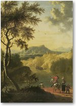 Italiaans landschap met reizigers - A3 Poster Staand - 30x42cm - Timotheus de Graef - Meesterwerken