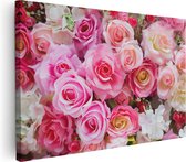 Artaza Canvas Schilderij Roze Rozen Achtergrond - Bloemen - 120x80 - Groot - Foto Op Canvas - Wanddecoratie Woonkamer