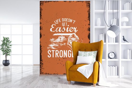 Behang - Fotobehang Vintage - Tijger - Oranje - Breedte 170 cm x hoogte 260 cm