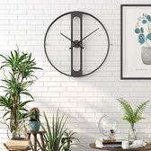 Wandklok Industrieel Zwart Klok Modern Landelijk Wanddecoratie – Metaal 50cm Groot – Nomardic®