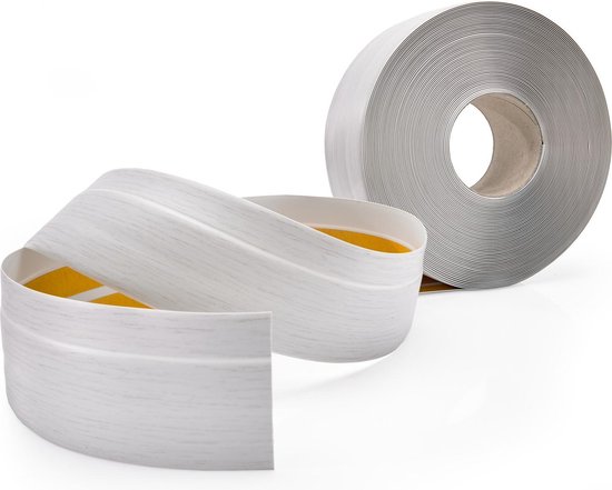 Zelfklevende zachte plint, 18M PVC keukenplint 50x20mm, zelfklevende plint voor keuken en badkamer 5x2 Wit