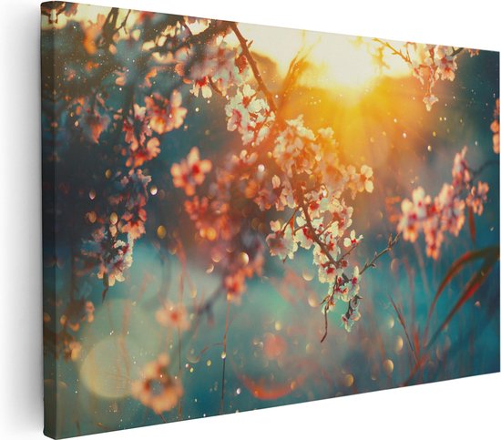 Artaza Canvas Schilderij Bloesemboom Tijdens Zonsondergang - Bloem - 90x60 - Foto Op Canvas - Canvas Print - Muurdecoratie