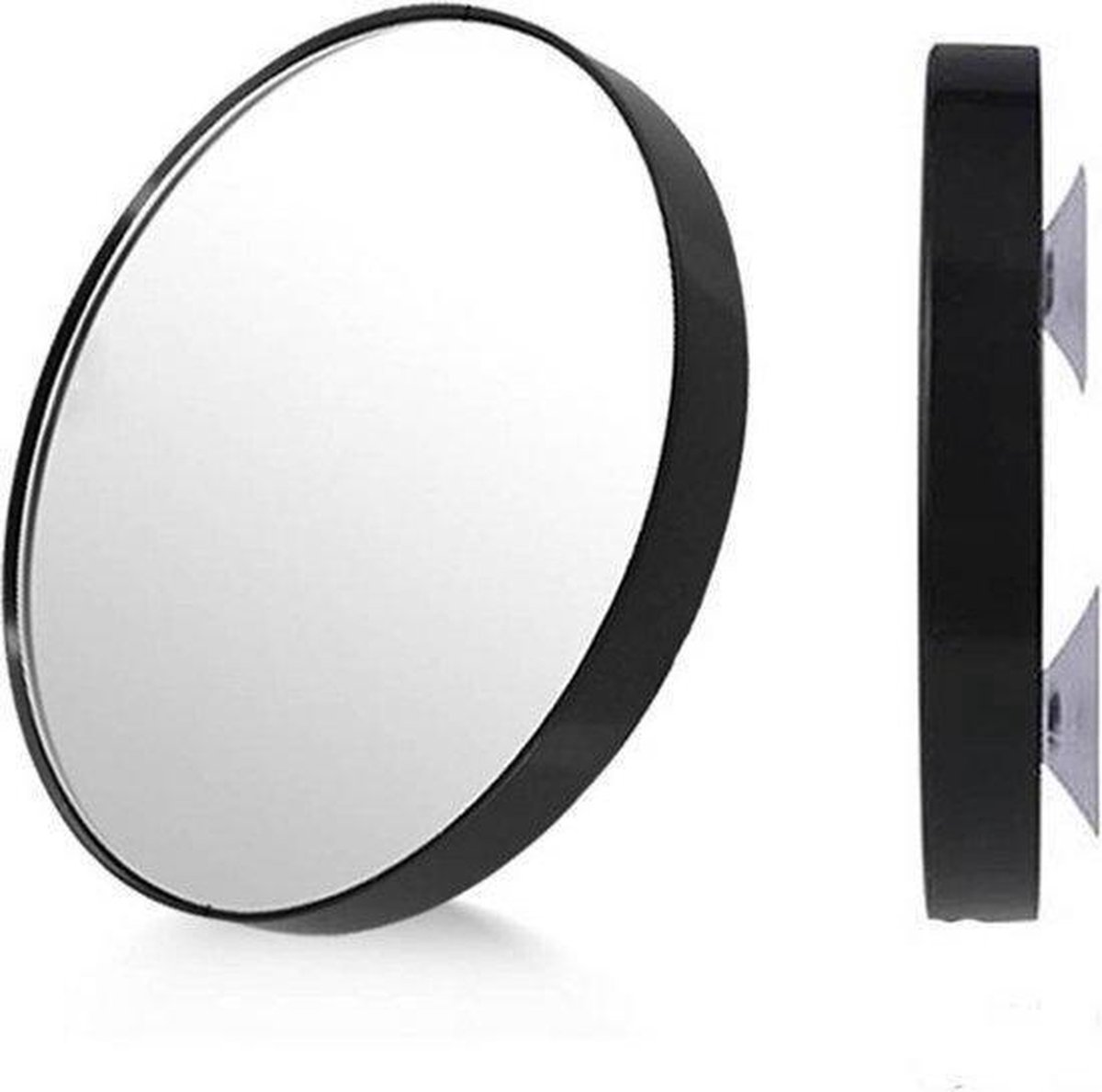 Vergrootspiegel - 5x Vergroot - ø 7 cm - Toilettas formaat - Zuignap - Make-up - Badkamer - Zwart