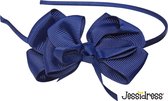 Jessidress® Hoofdband Haar Diadeem met Haarstrikje Haarband - Donker Blauw