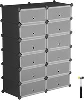 Segenn's Schoenenrek Kunststof - Rechthoekig Plankensysteem met 12 Vakken - Doe-Het-Zelf Plug-in Plank - Opbergplank - Kledingkast - Schoenenopberger - 40 x 30 x 17 cm per comparti