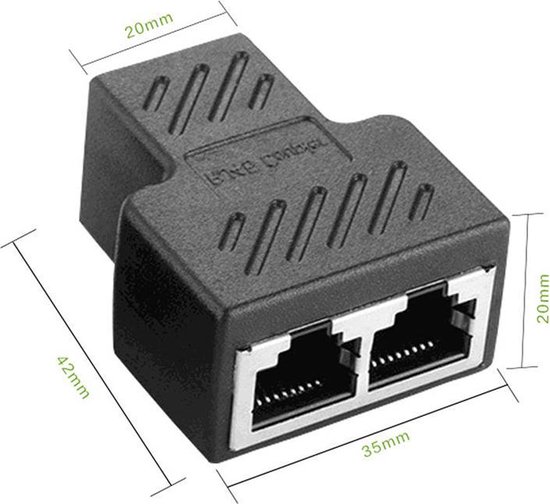 Internet Kabel Splitter - 1 naar 2 - Netwerk Adapter - Ethernet Kabel Connector